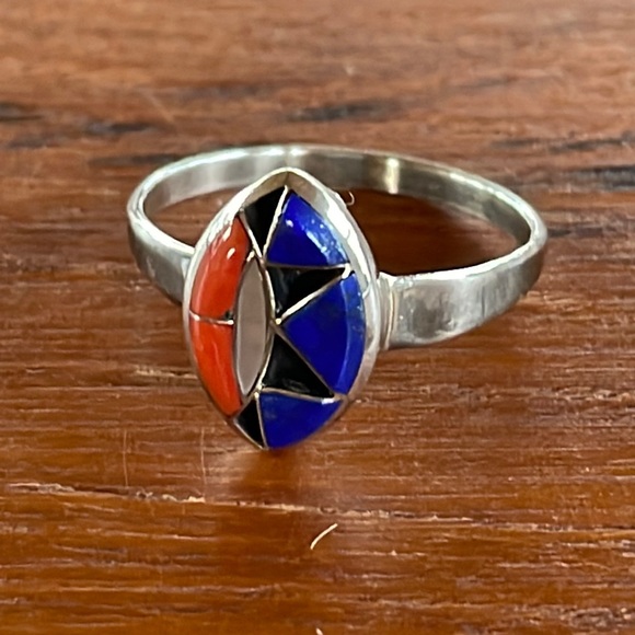 Inlaid Sterling Silver Ring - Picture 1 of 2